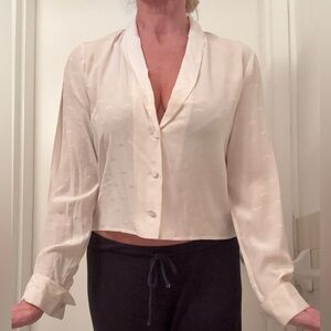 Zadig & Voltaire Silk Cream- Light Pink Button-Up Blouse Brand New Sz M